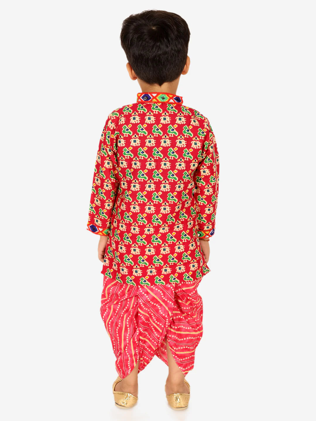 BownBee Printed Cotton Kurta with Dhoti for Boys