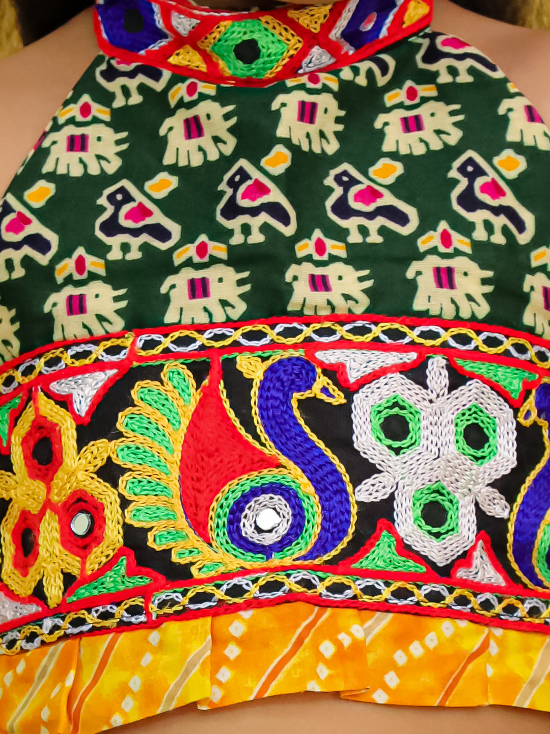 BownBee  Pure Cotton Embroidered  Indo -Western Choli With Dhoti Set For Girls - Blue