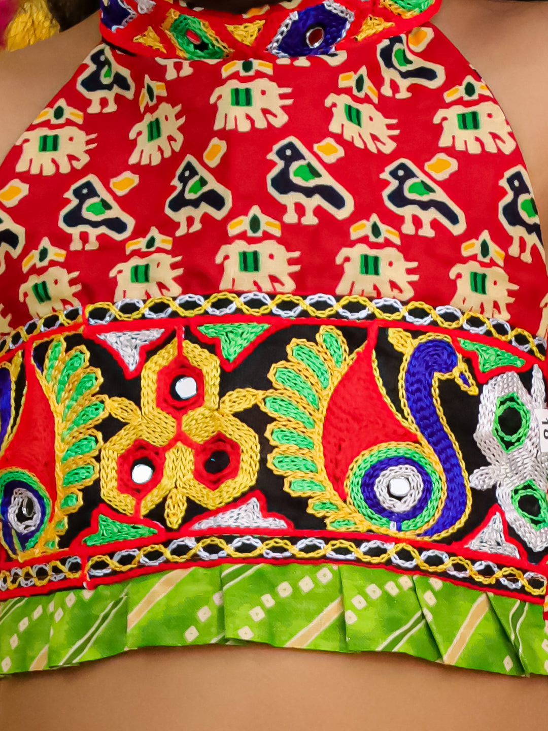 BownBee  Pure Cotton Embroidered Choli With Dhoti Set For Girls - Maroon
