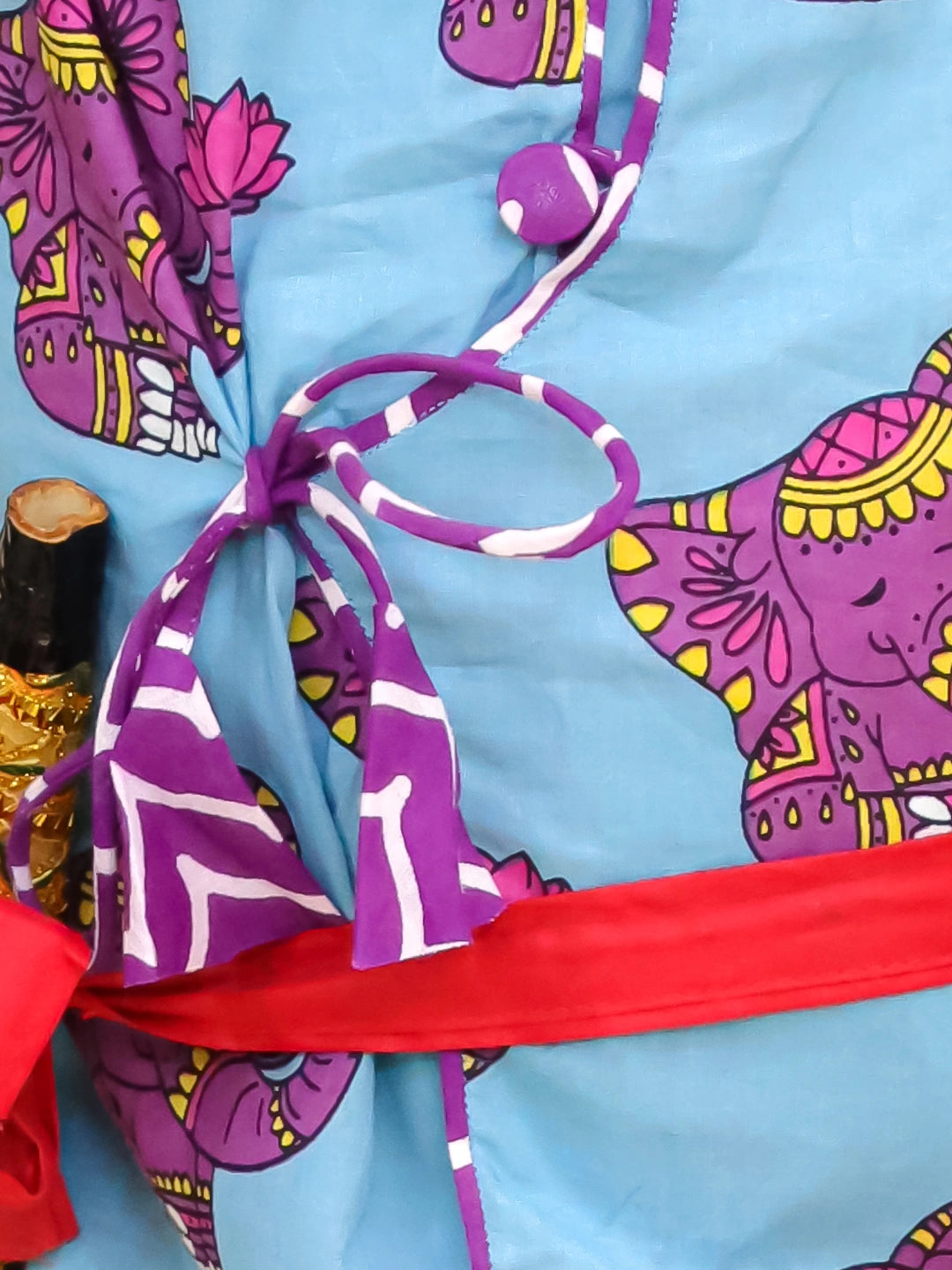 BownBee Pure Cotton  Elephant Printed Kanhaiya Dhoti Kurta With Bansuri & Mukut For Boys