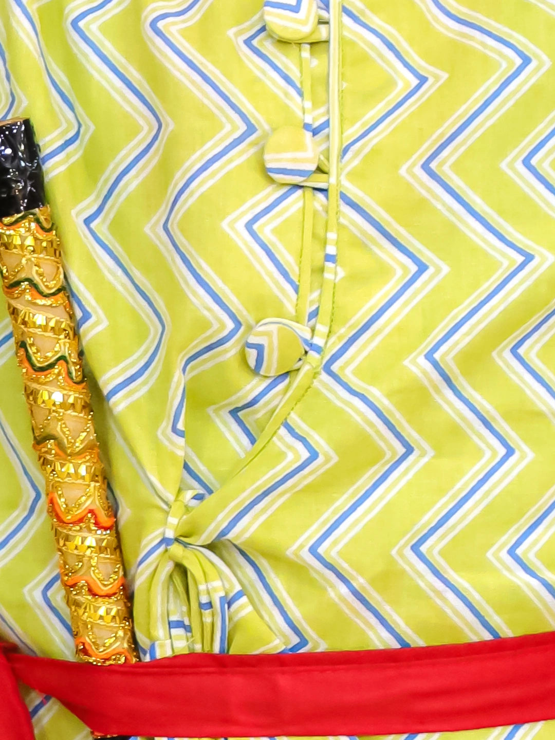 BownBee Pure Cotton Monkey Kanhaiya Dhoti Kurta With Bansuri & Mukut For Boys