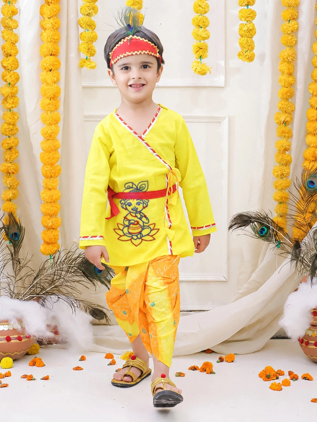 BownBee Pure Cotton Embroidered Dhoti Kurta & Lehenga Choli With Dupatta  Sibling Set