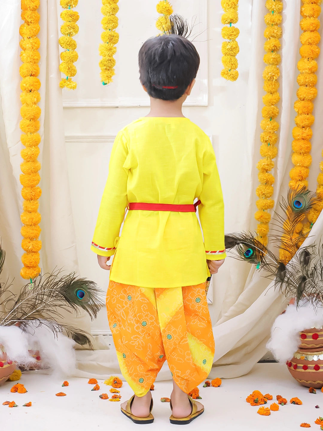 BownBee Pure Cotton Embroidered Full SleeveDhoti Kurta Set For Boys