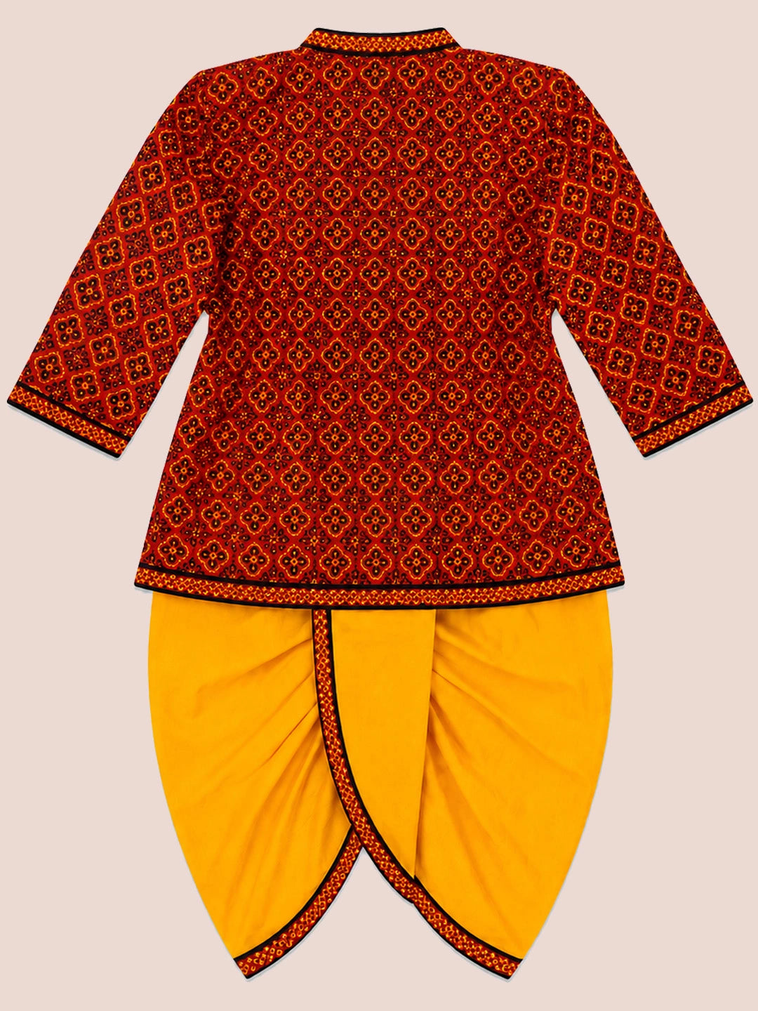 BownBee Pure Cotton printed Angarakha Kanhaiya Kurta Dhoti With Bansuri , Mukut & Belt Set For Boys (Copy)