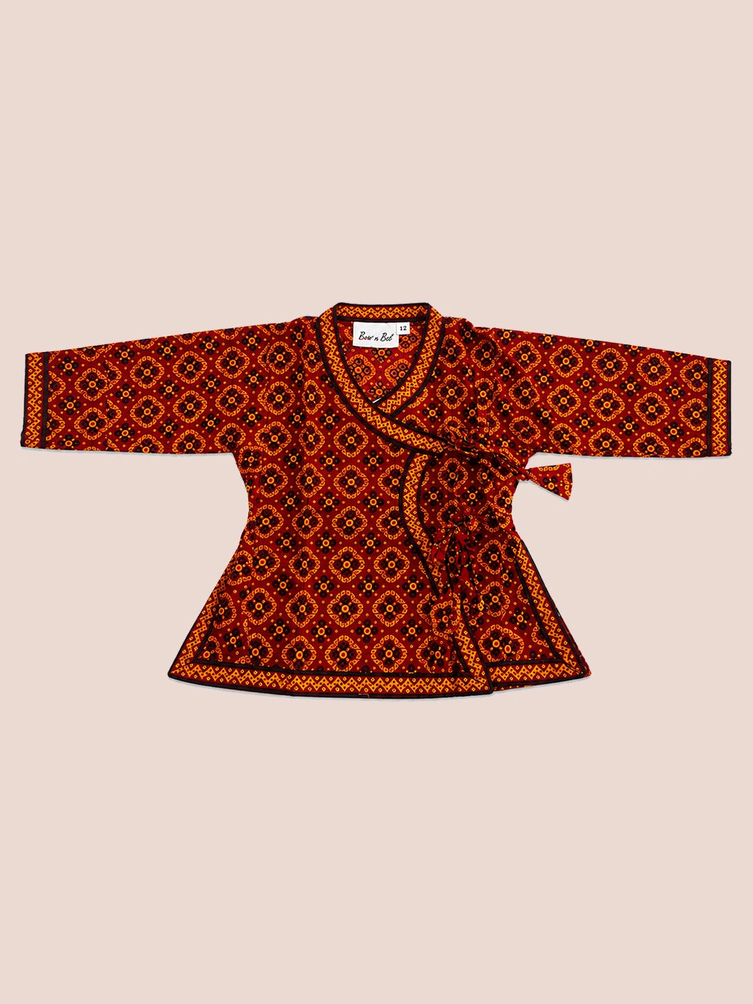 BownBee Pure Cotton printed Angarakha Kanhaiya Kurta Dhoti With Bansuri , Mukut & Belt Set For Boys (Copy)