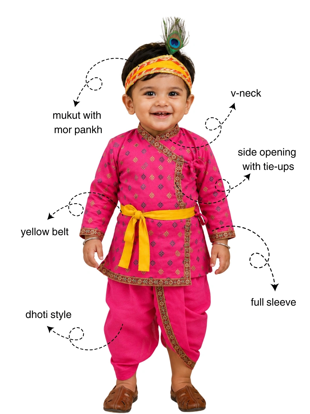 BownBee Cotton Kanhaiya Suit Dress For Baby Boy