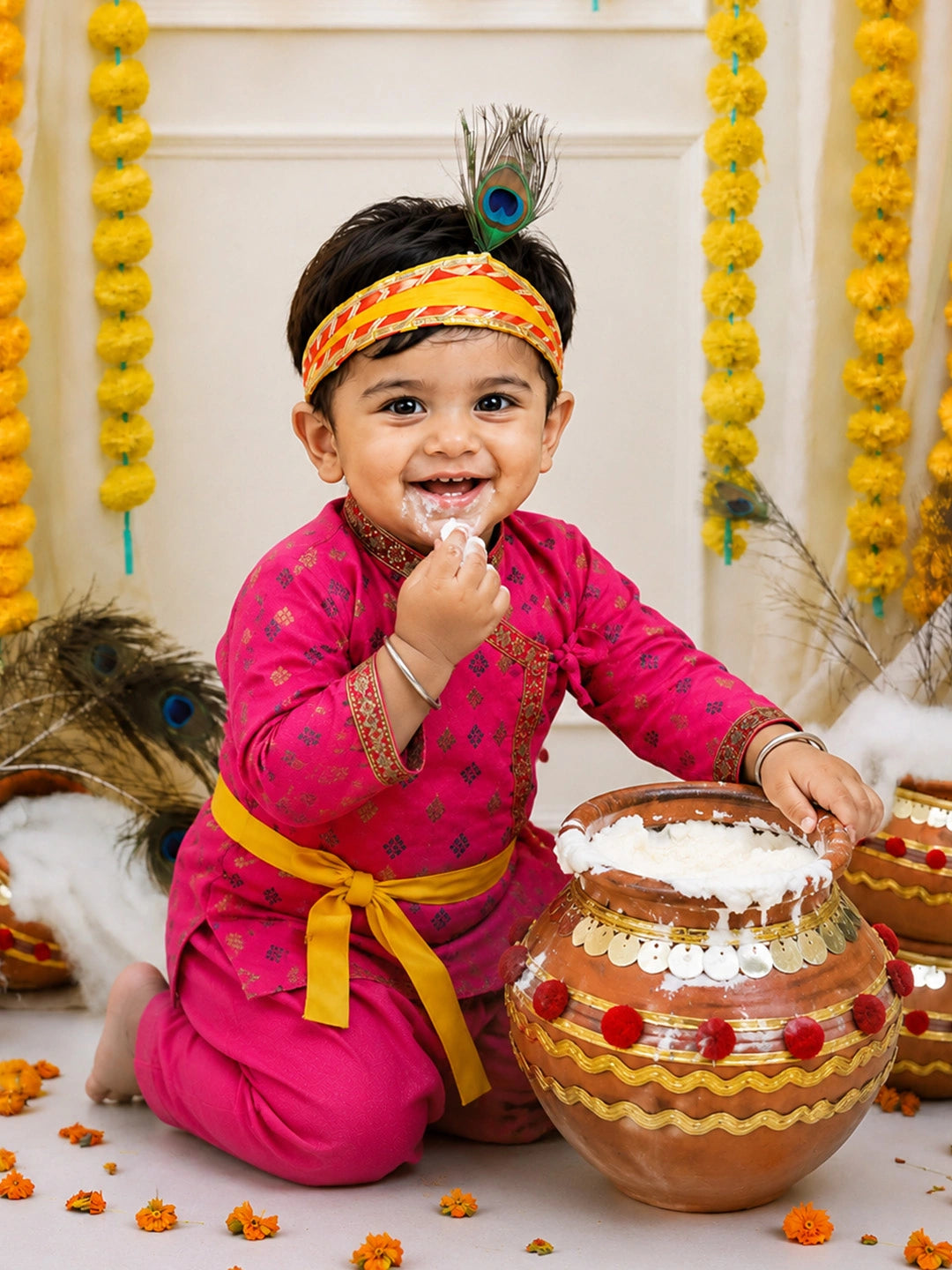 BownBee Cotton Kanhaiya Suit Dress For Baby Boy