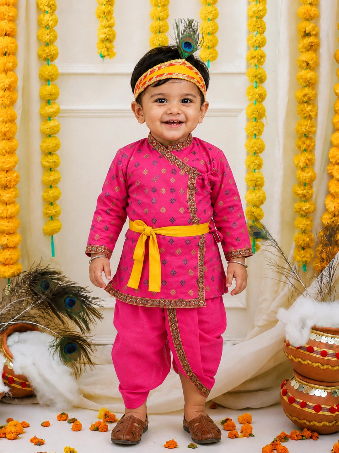BownBee Cotton Kanhaiya Suit Dress For Baby Boy