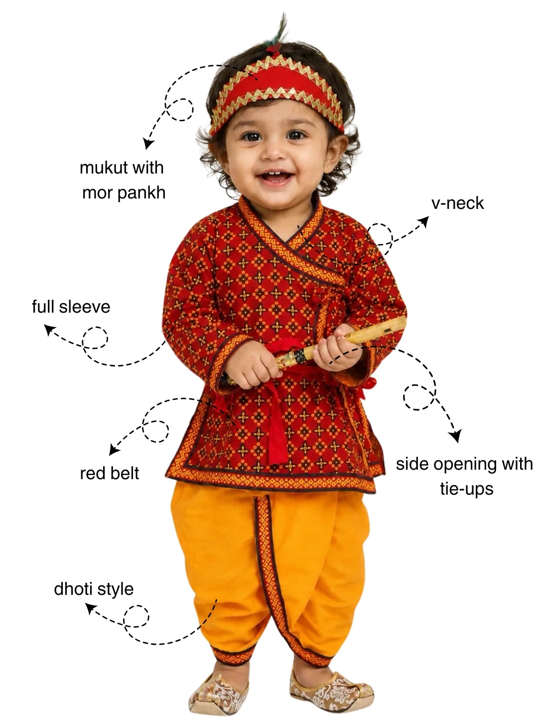 BownBee Cotton Kanhaiya Suit Dress For Baby Boy