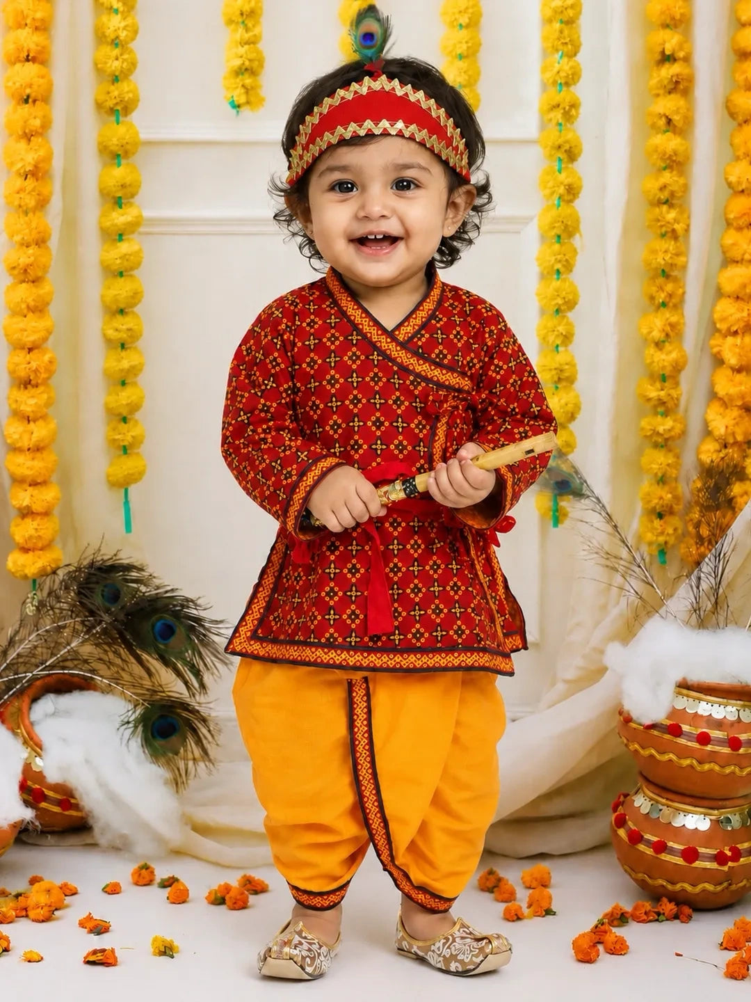 BownBee Cotton Kanhaiya Suit Dress For Baby Boy