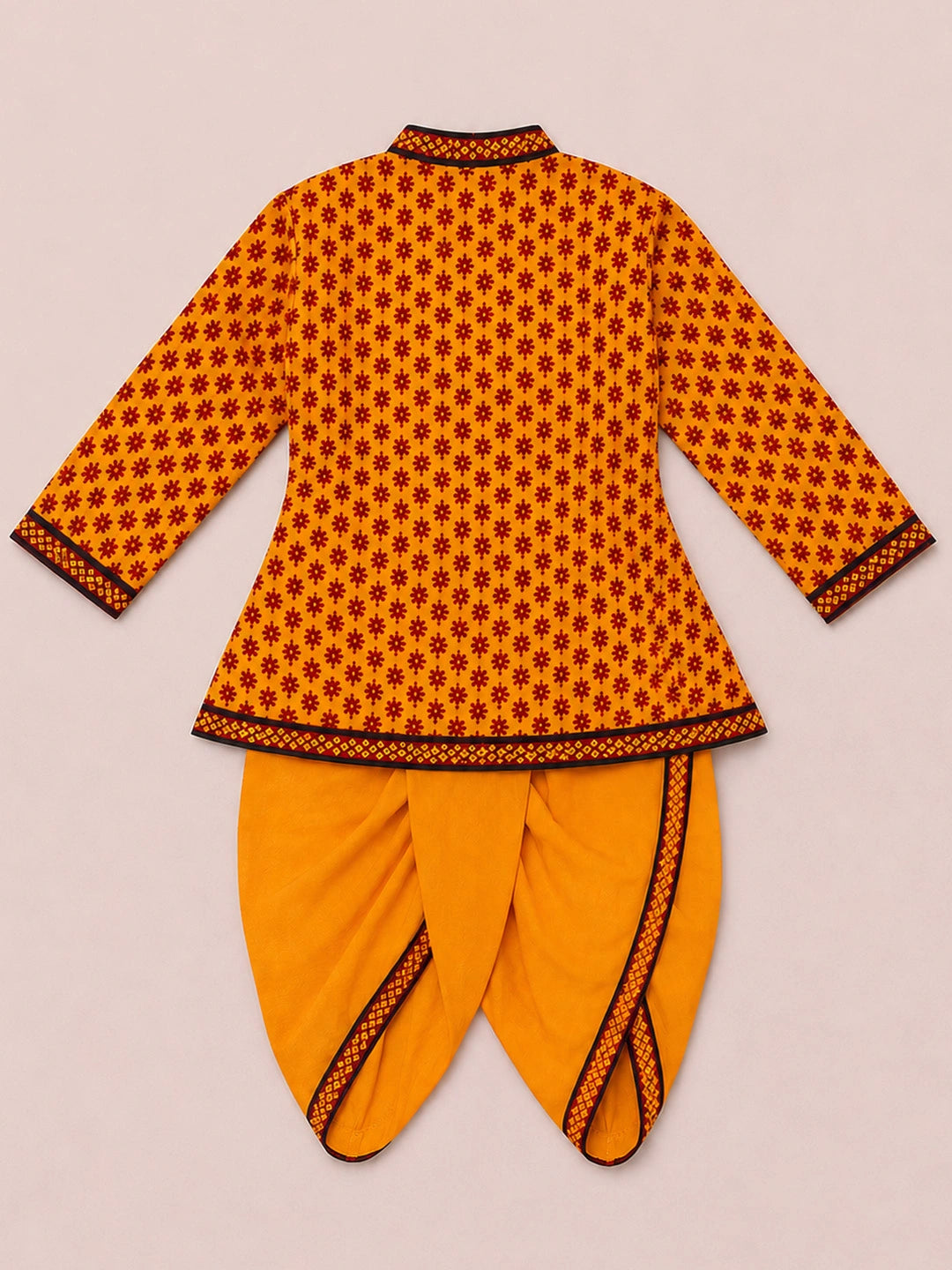 BownBee Cotton Angrakha Kanhaiya Dress With Bansuri,Mukut & Belt