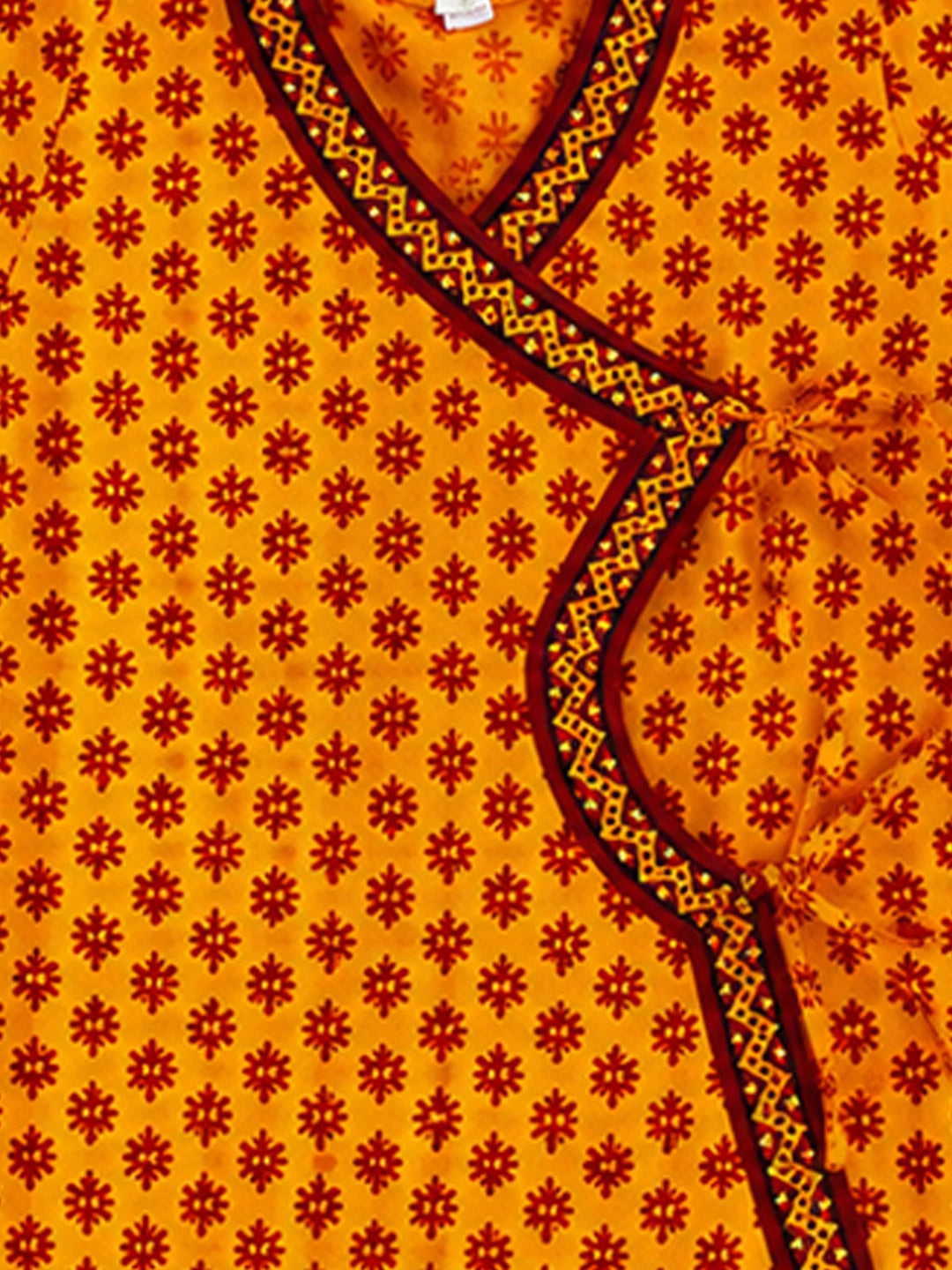 BownBee Cotton Angrakha Kanhaiya Dress With Bansuri,Mukut & Belt