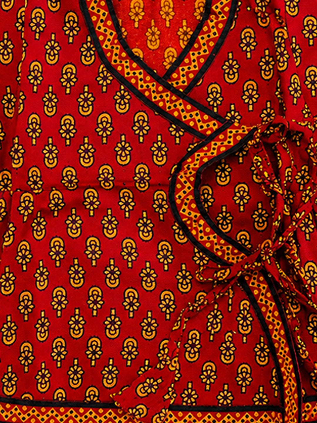 BownBee Cotton Angrakha Kanhaiya Dress With Bansuri,Mukut & Belt