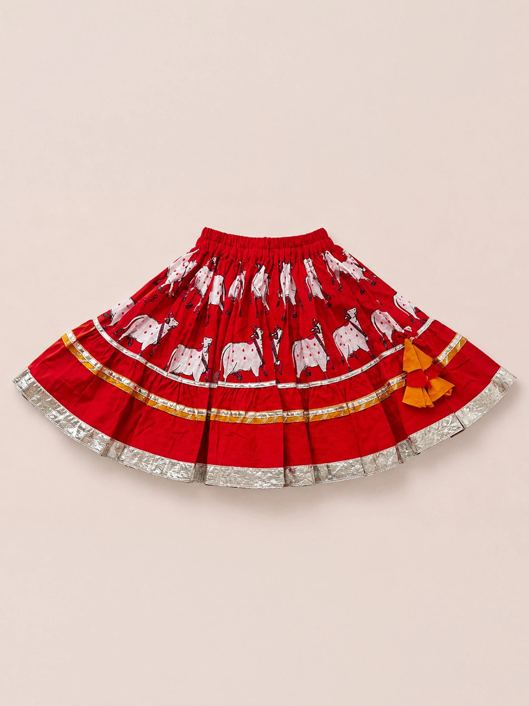 BownBee Pure Cotton Printed Dhoti Kurta & Lehenga Choli Infant Sibling Set