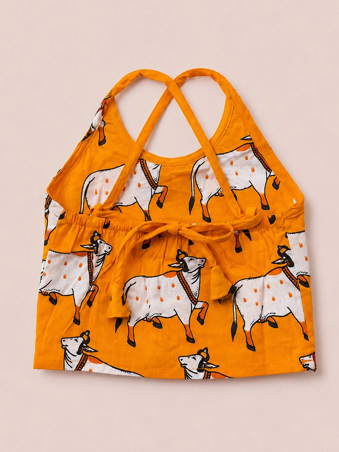 BownBee Pure Cotton Printed Halter Choli With Lehenga Set For Infant Girls