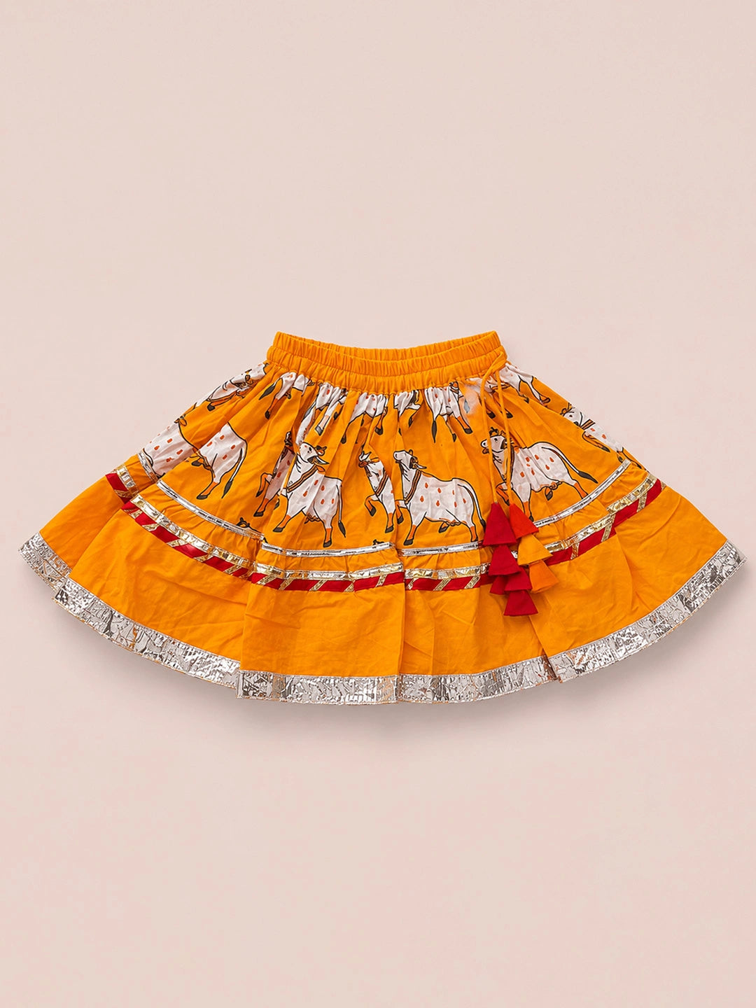 BownBee Pure Cotton Printed Halter Choli With Lehenga Set For Infant Girls