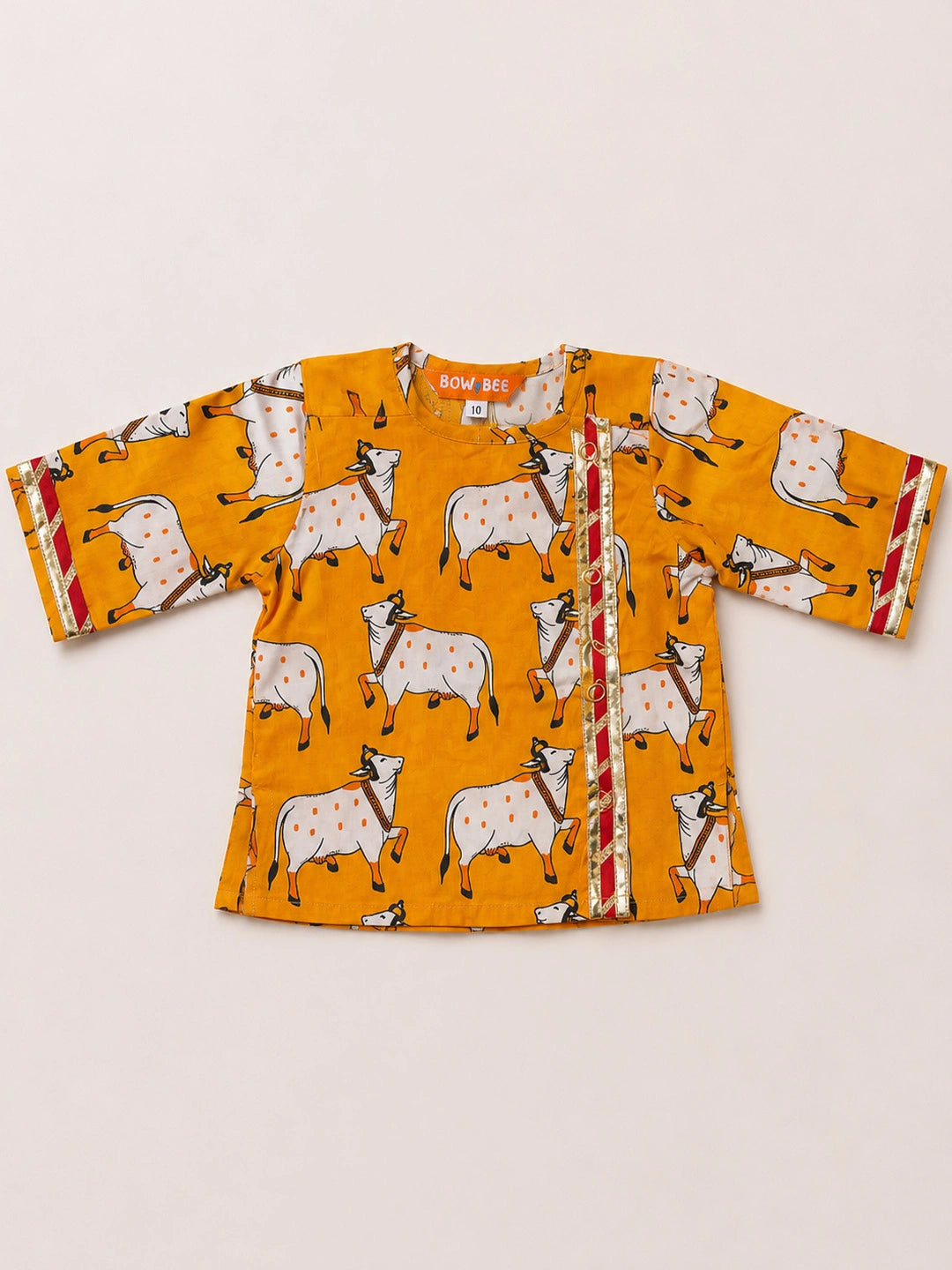 BownBee Full Sleeve Pure Cotton Kurta Dhoti With Belt ,Mukut & Bansuri for Infant Boys