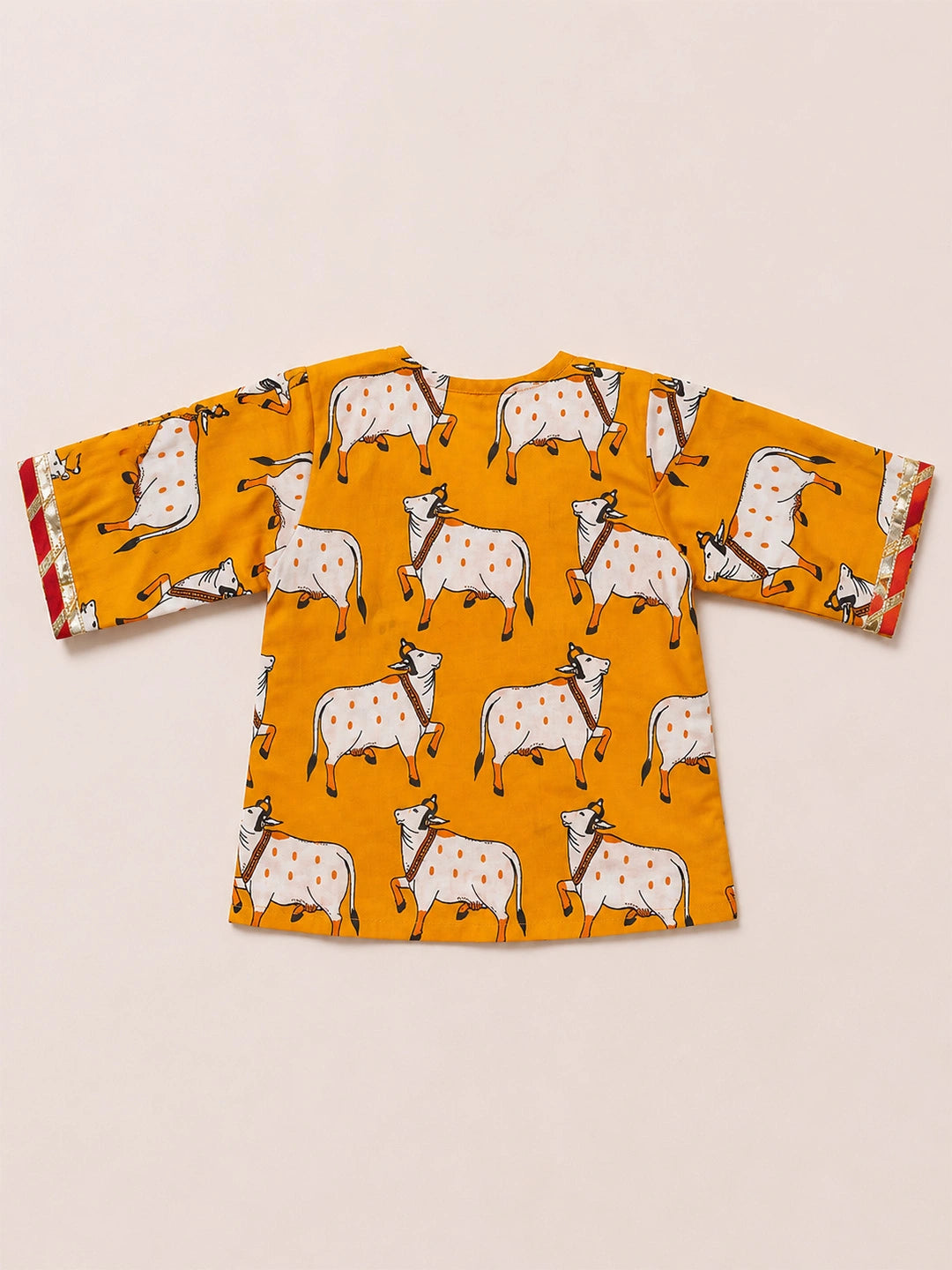 BownBee Full Sleeve Pure Cotton Kurta Dhoti With Belt ,Mukut & Bansuri for Infant Boys