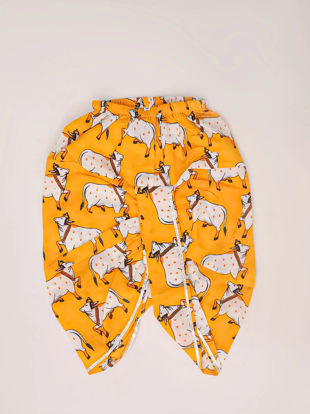 BownBee Pure Cotton Printed Dhoti Kurta With Jacket & Mukut,Belt & Bansuri Set For Infants Boys