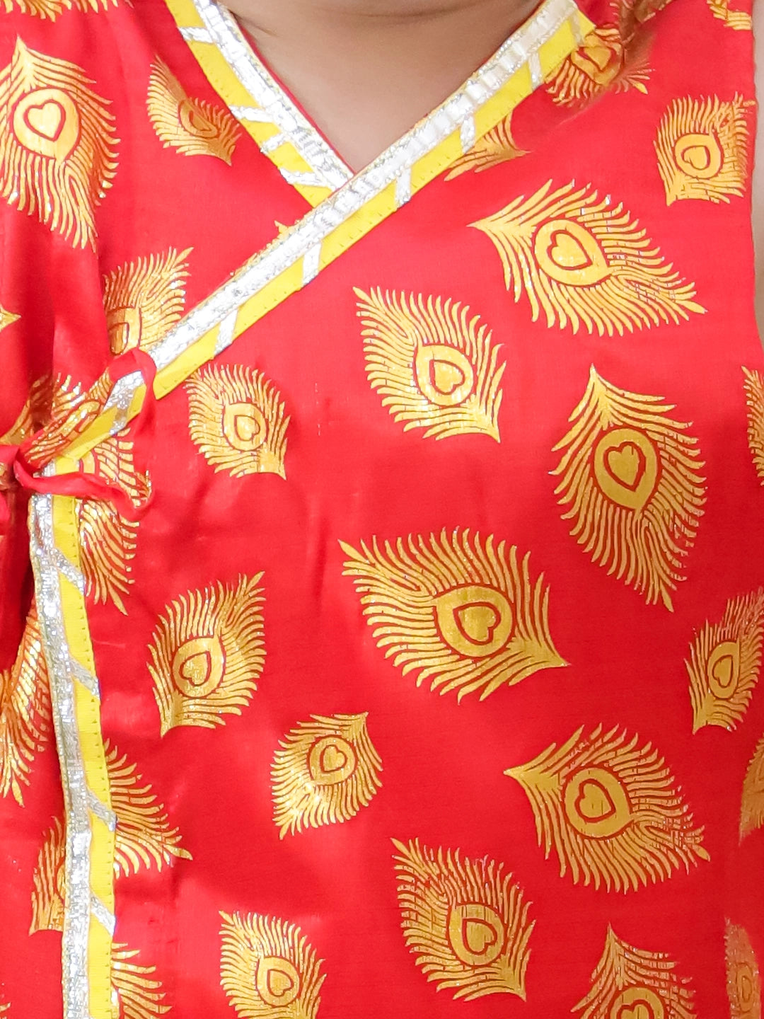 BownBee Morpankh Printed Dhoti Kurta With Mukut & Bansuri Set For Infant Boys