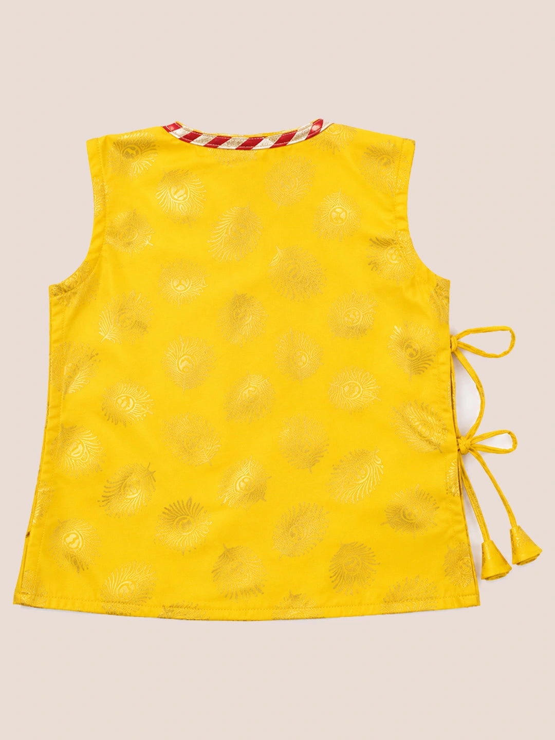 BownBee Morpankh Printed Dhoti Kurta With Mukut & Bansuri Set For Infant Boys