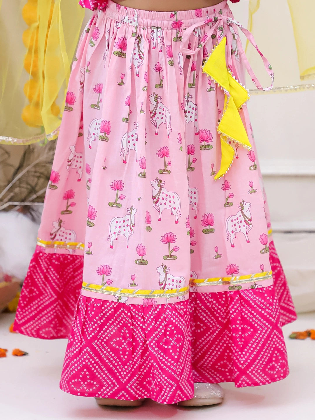 BownBee Pure Cotton Lehenga Choli & Dupatta Set For Girls
