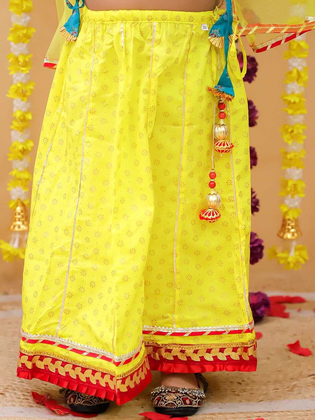 BownBee Pure Cotton Short Puff Sleeves Lehenga Choli Set For Girls