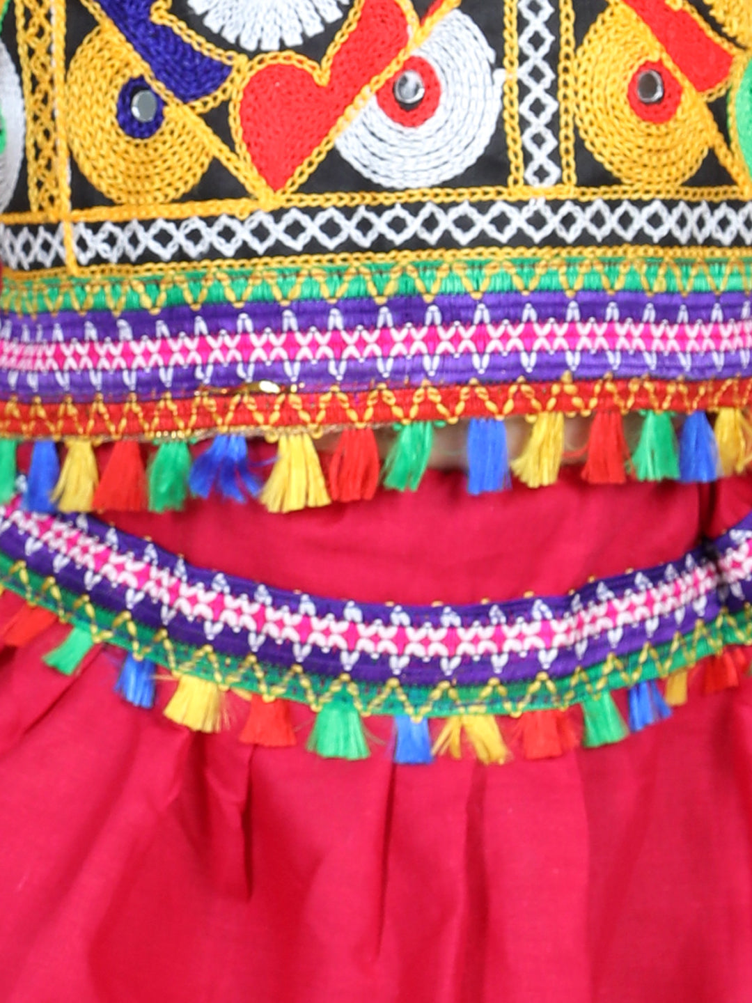 BownBee Kids Girls Navratri Dandiya  Garba Bandhani halter neck chaniya choli - Pink