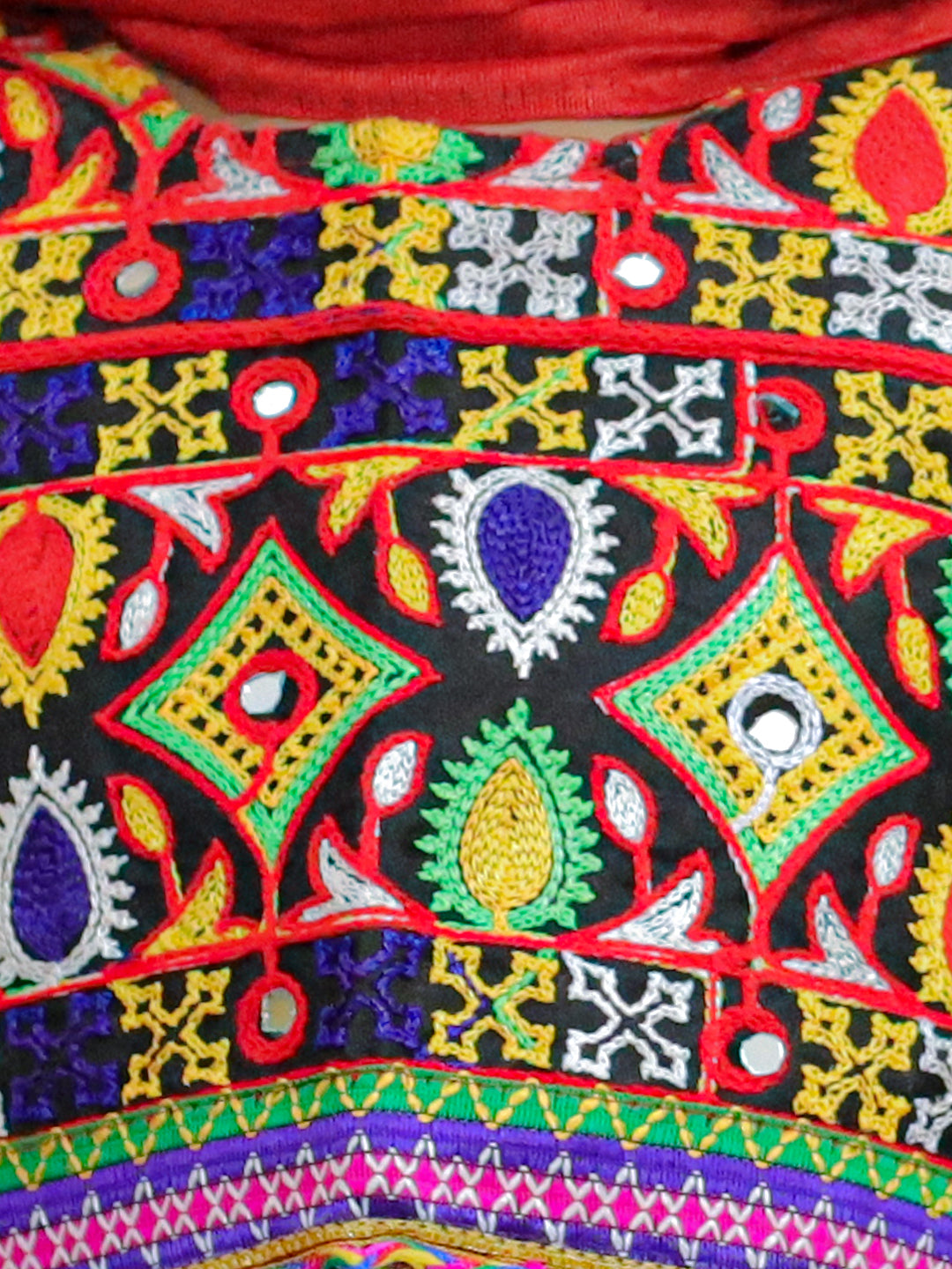BownBee Peacock embroidery Navratri Chaniya Choli with Dupatta- Black