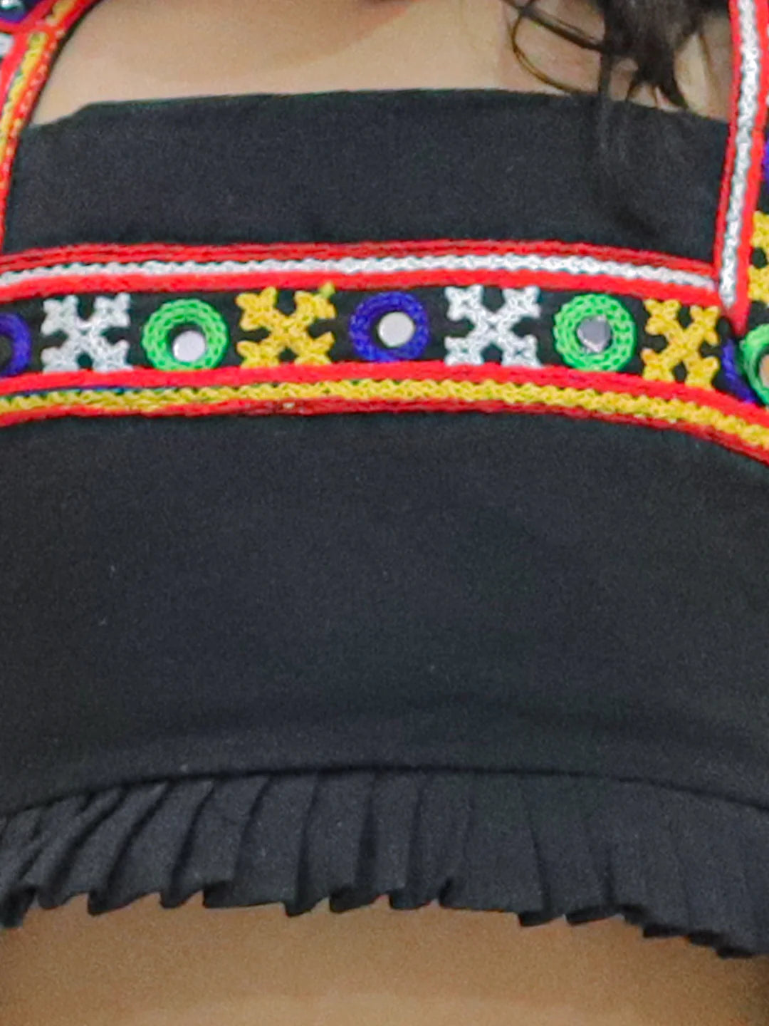 BownBee Embroidered Cotton Top with Dhoti for Girls
