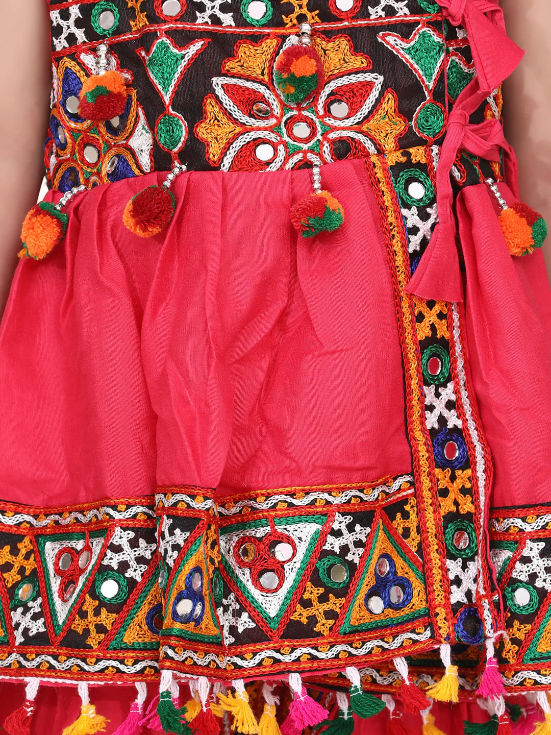 BownBee Sibling Embroidered kediya with Dhoti and Cap for Boys and Bandhani Print Cotton Lehnga Choli