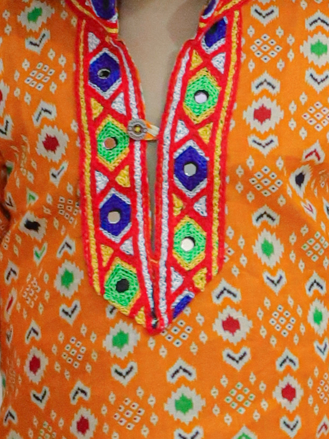 BownBee  Embroidered Printed Cotton Kurta with Cotton Pajama- Yellow
