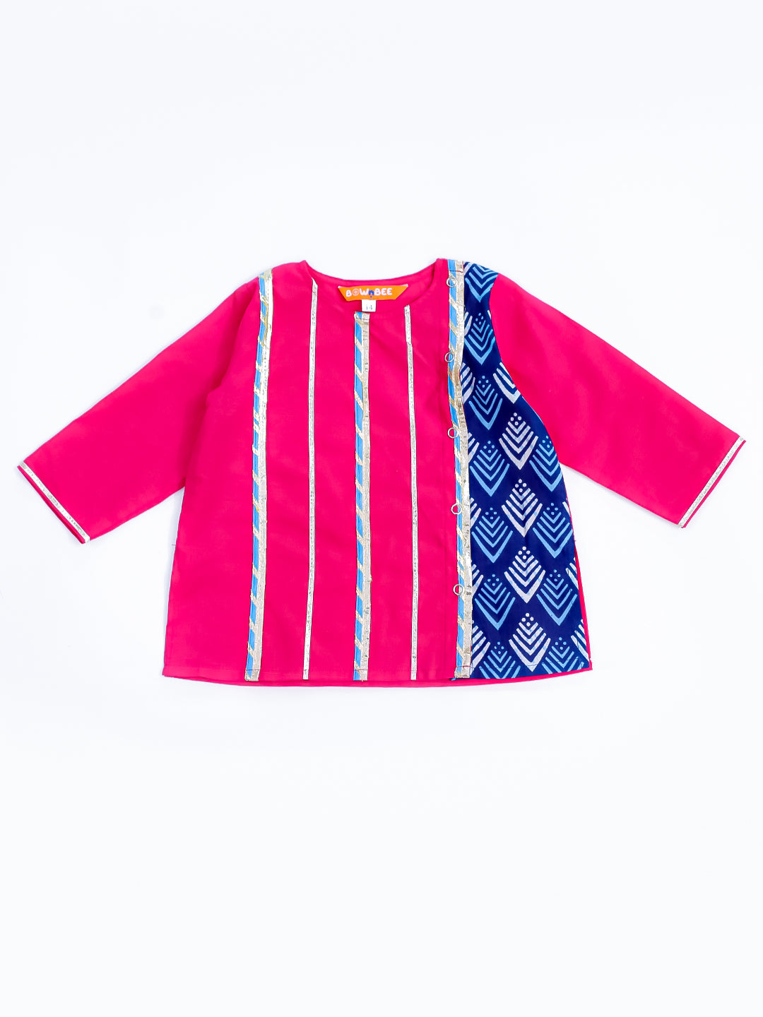 BownBee Infants Cosmic Indigo Dhoti Kurta Set For Boys - Pink