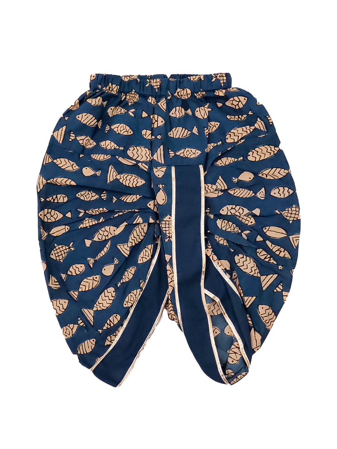 BownBee Festive Full Sleeves  Cotton Dhoti Kurta Set For Boys -Blue