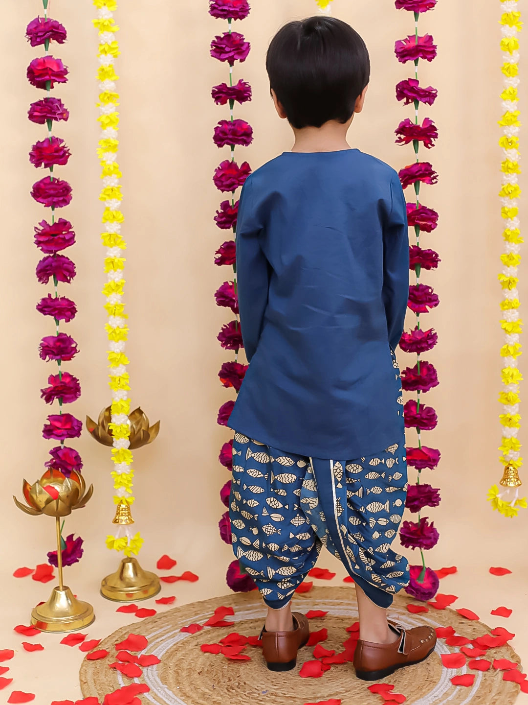 BownBee Festive Full Sleeves  Cotton Dhoti Kurta Set For Boys