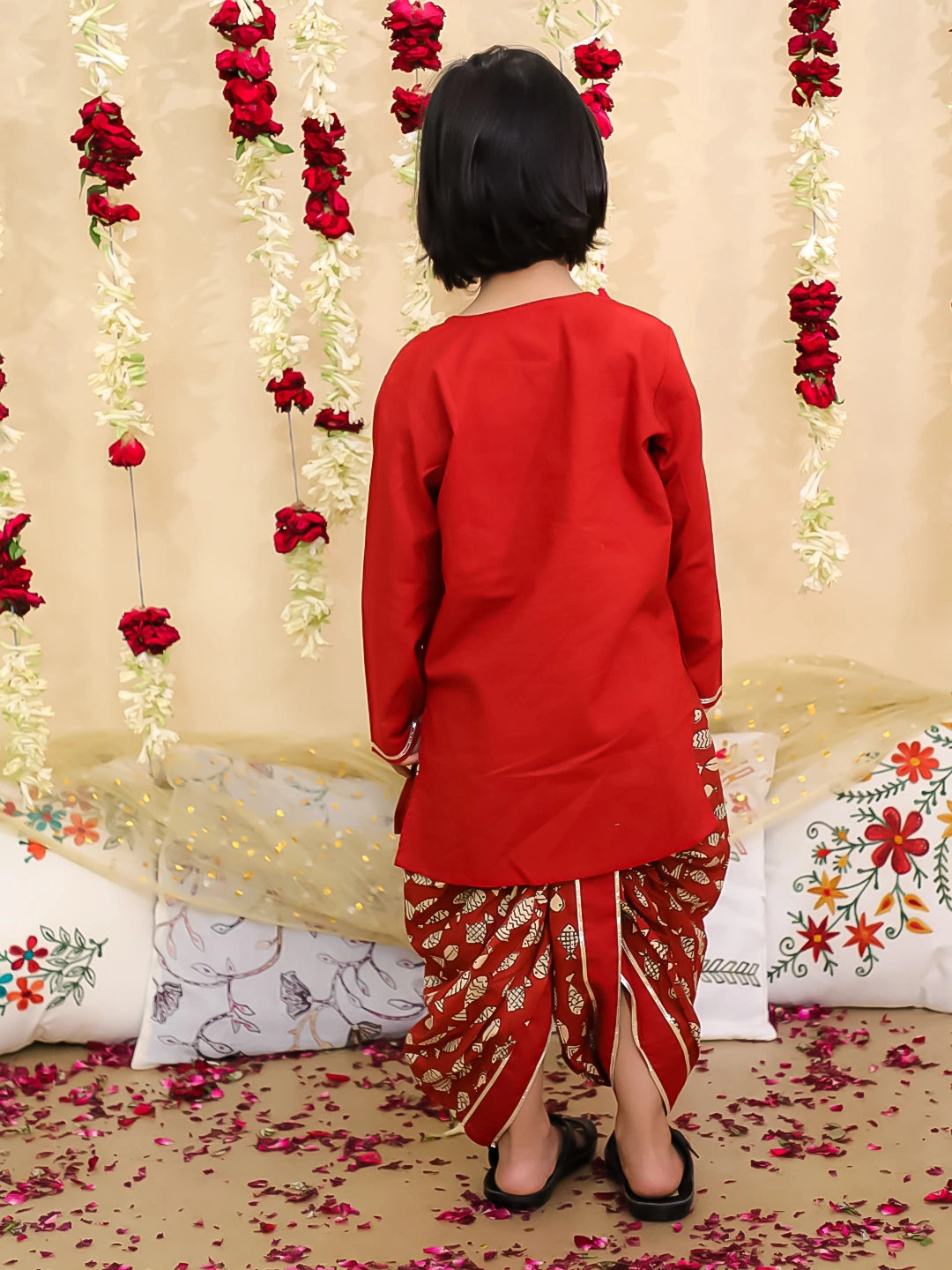 BownBee Festive Full Sleeves  Cotton Dhoti Kurta Set For Boys