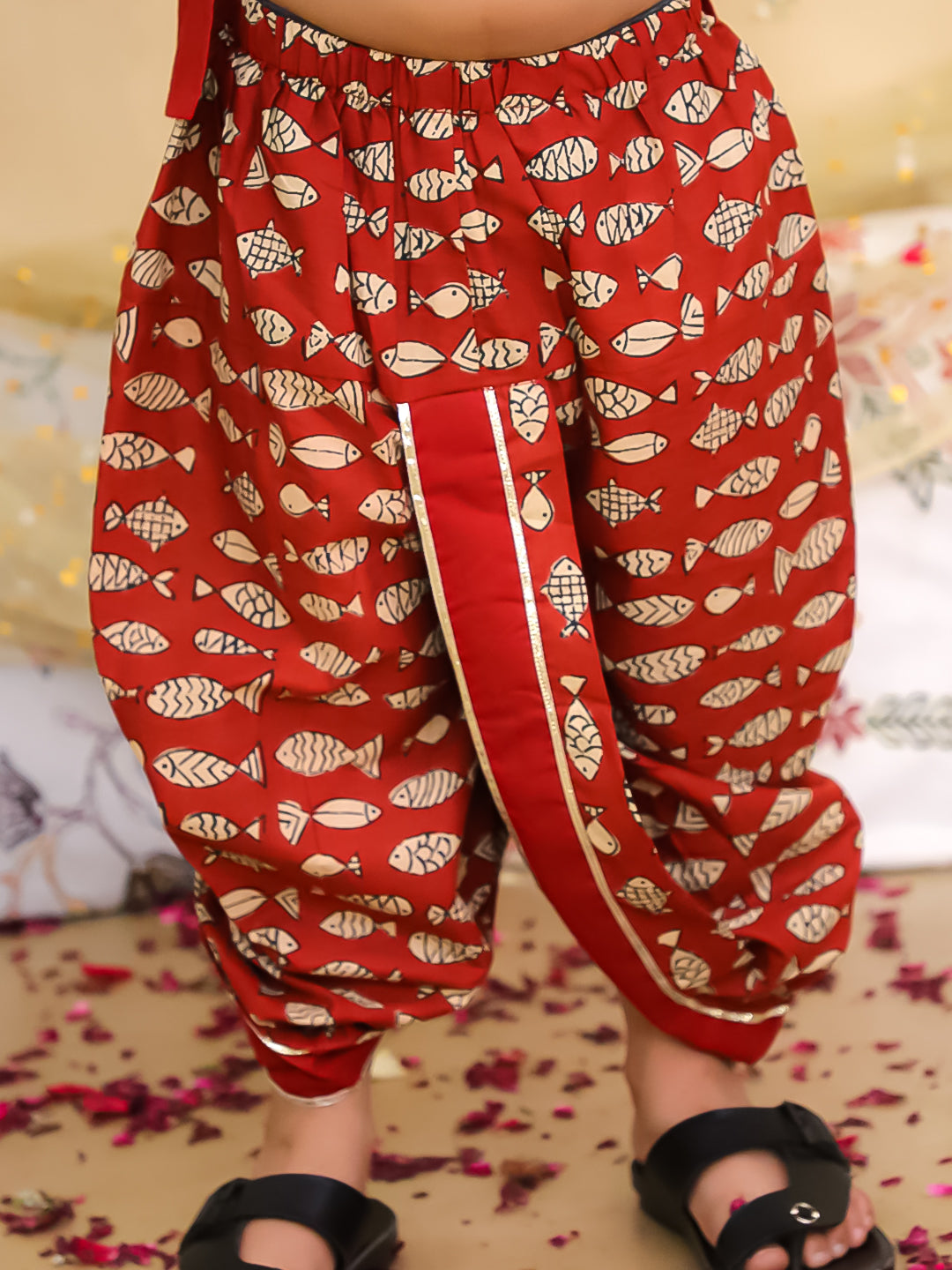 BownBee Festive Suit with Dhoti Kurta Sibling Set | Ethnic Wear for Brothers and Sisters – Maroon
