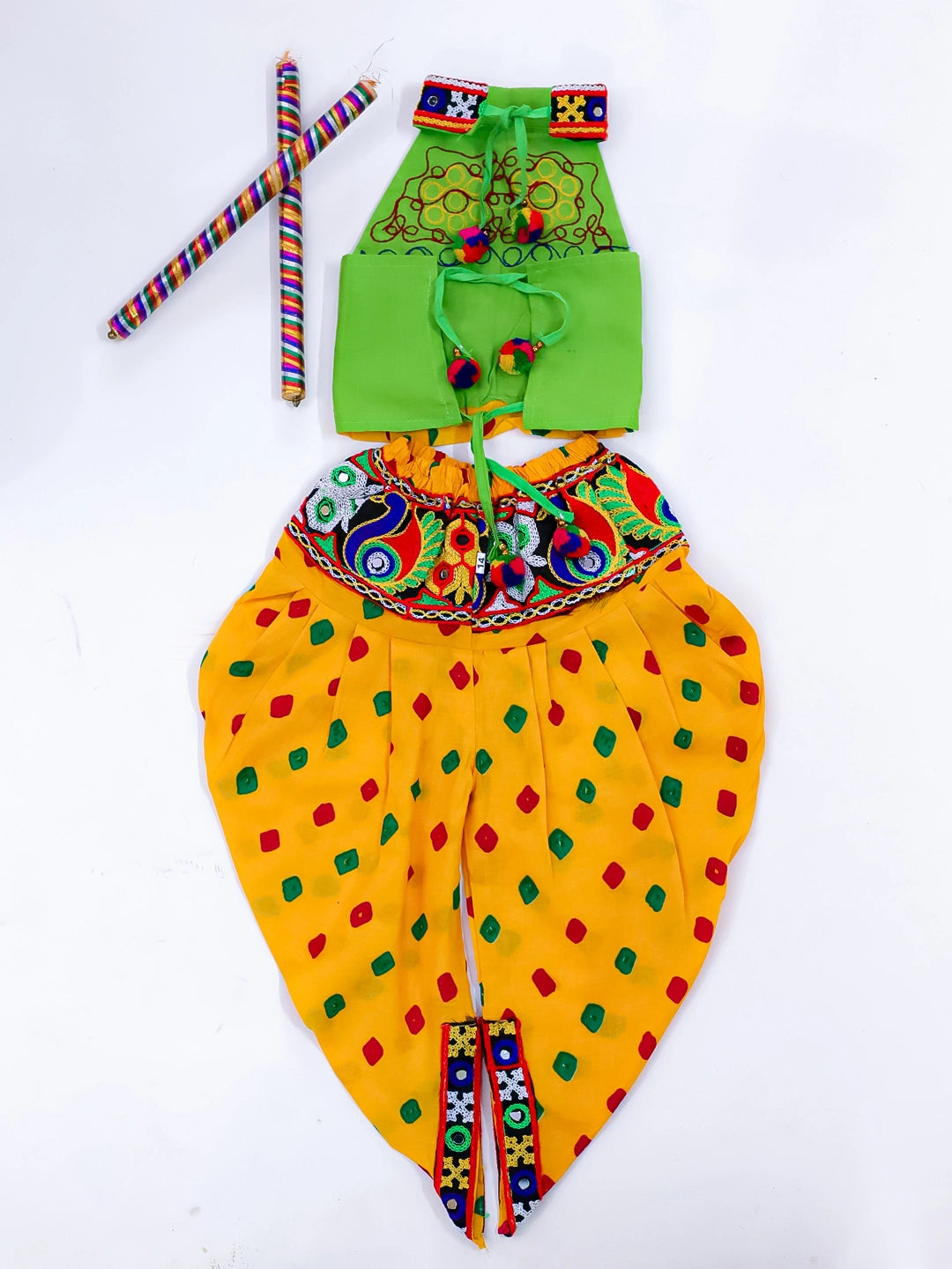 BownBee Sleeveless Pure Cotton Halter Neck Top Dhoti For Girls