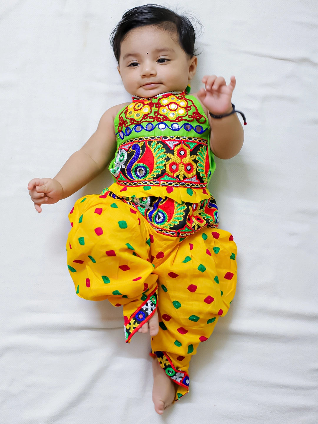 BownBee Sleeveless Pure Cotton Halter Neck Top Dhoti For Girls