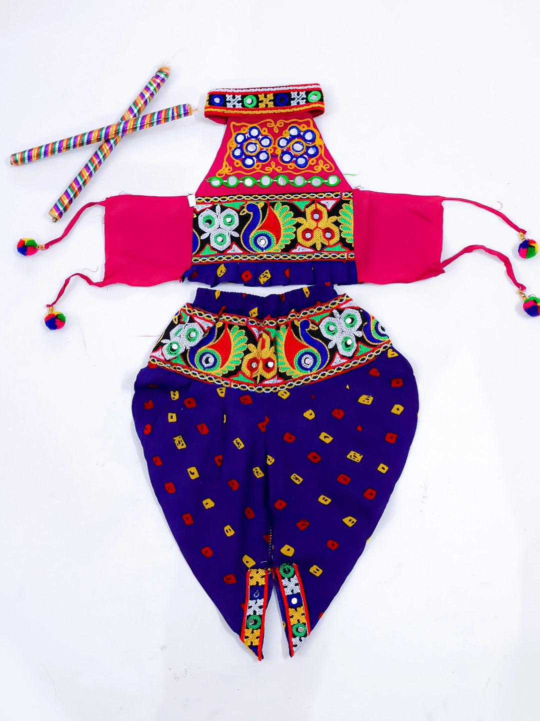 BownBee Sleeveless Pure Cotton Halter Neck Top Dhoti For Girls