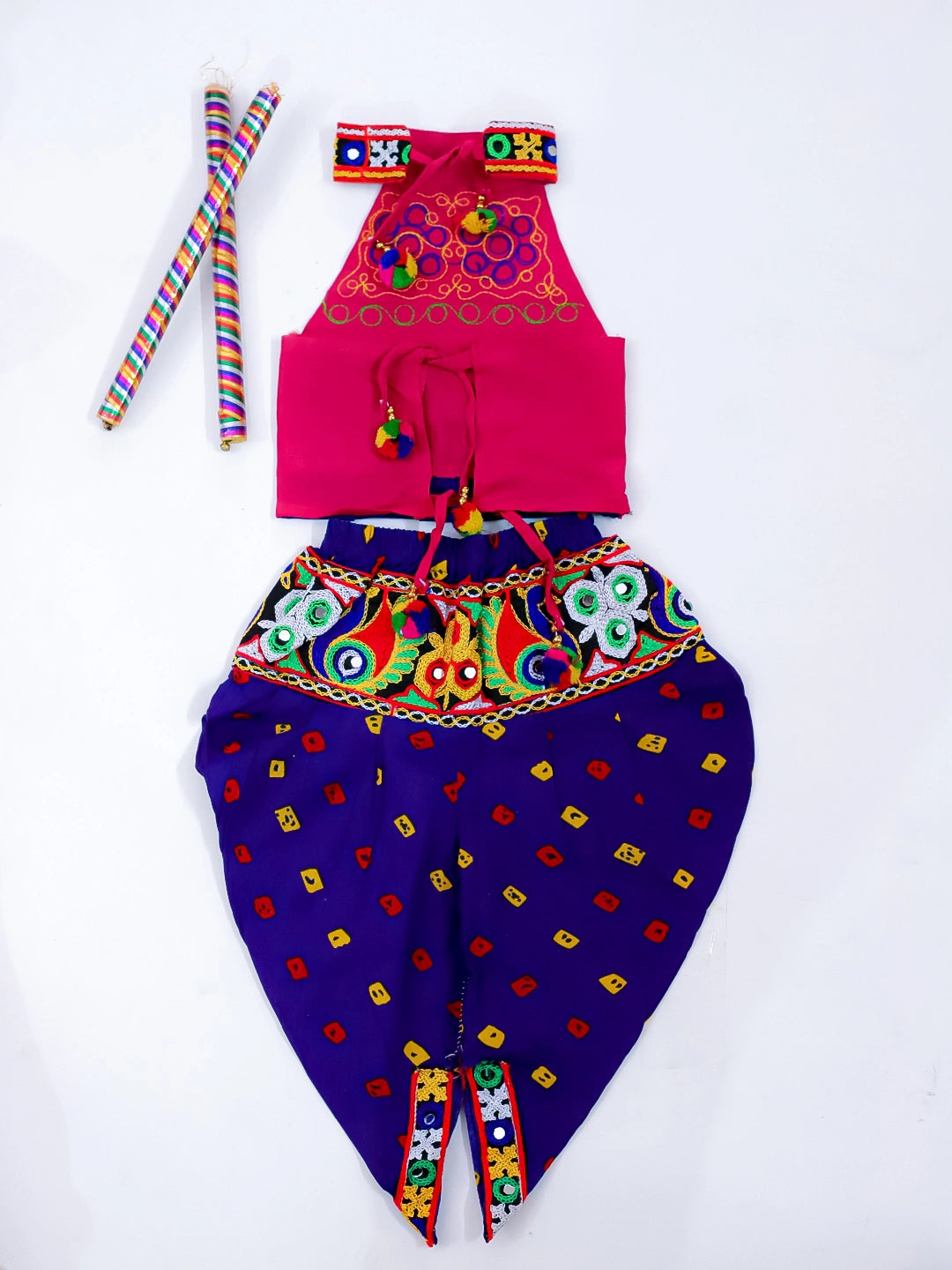 BownBee Sleeveless Pure Cotton Halter Neck Top Dhoti For Girls