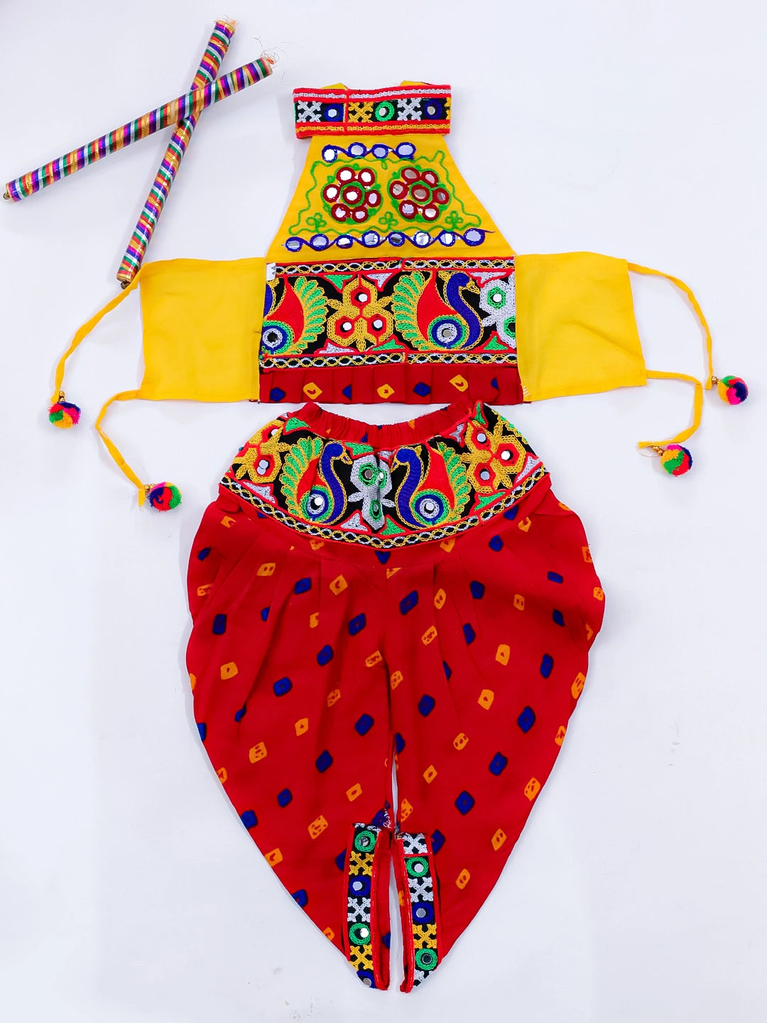 BownBee Sleeveless Pure Cotton Halter Neck Top Dhoti For Girls
