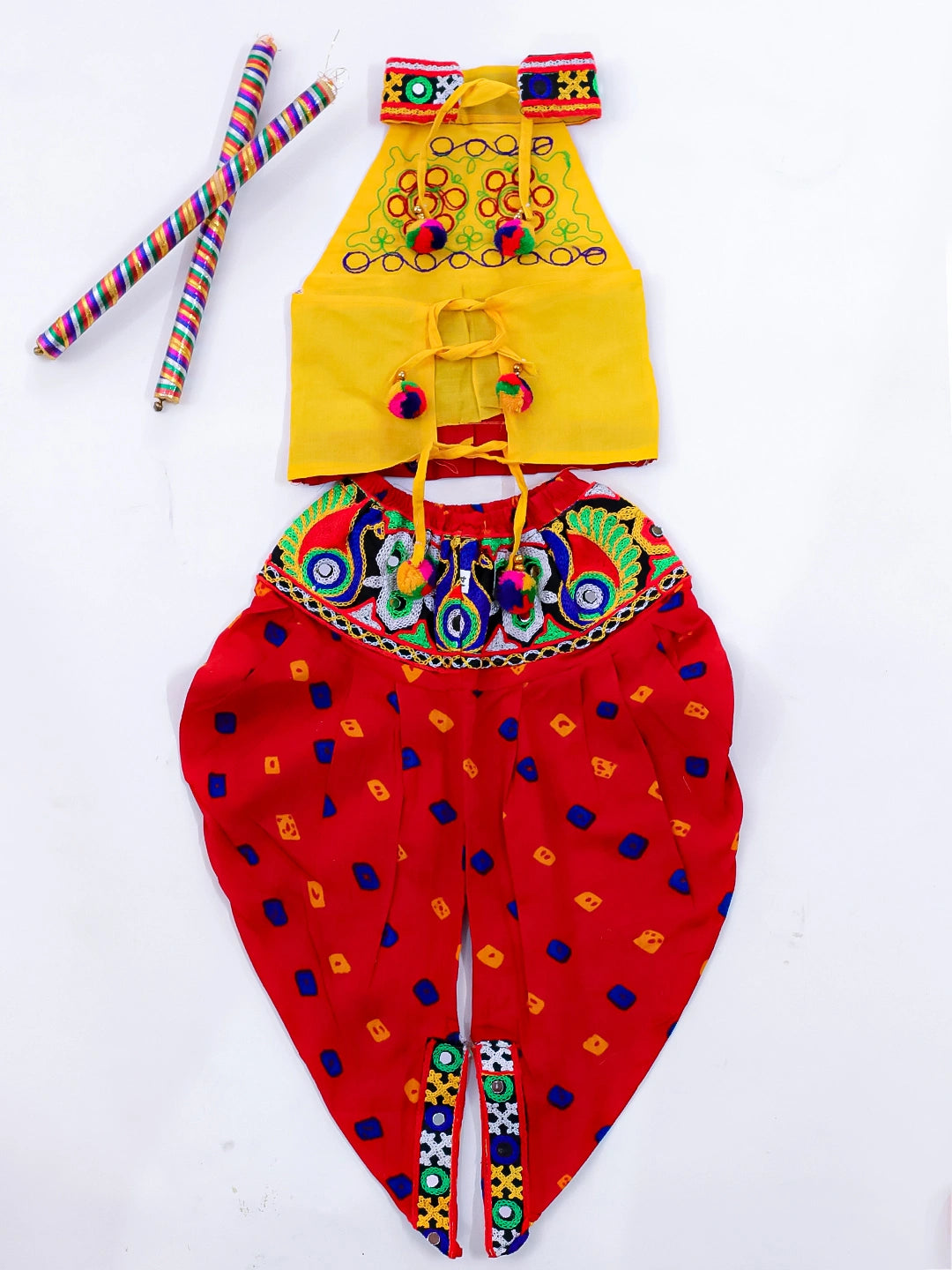 BownBee Sleeveless Pure Cotton Halter Neck Top Dhoti For Girls