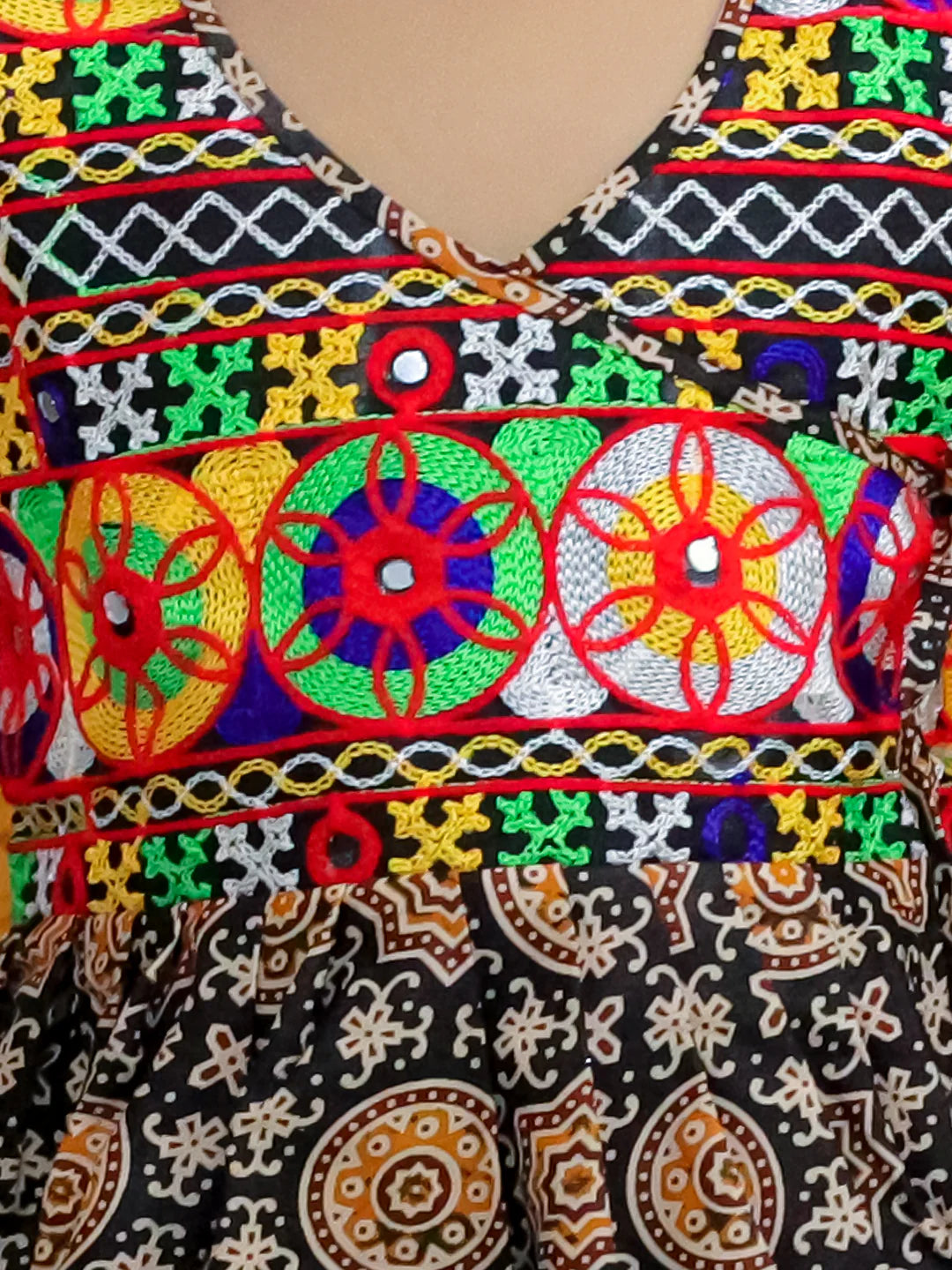 BownBee  Embroidered Printed Cotton Top with Cotton Dhoti for Girls