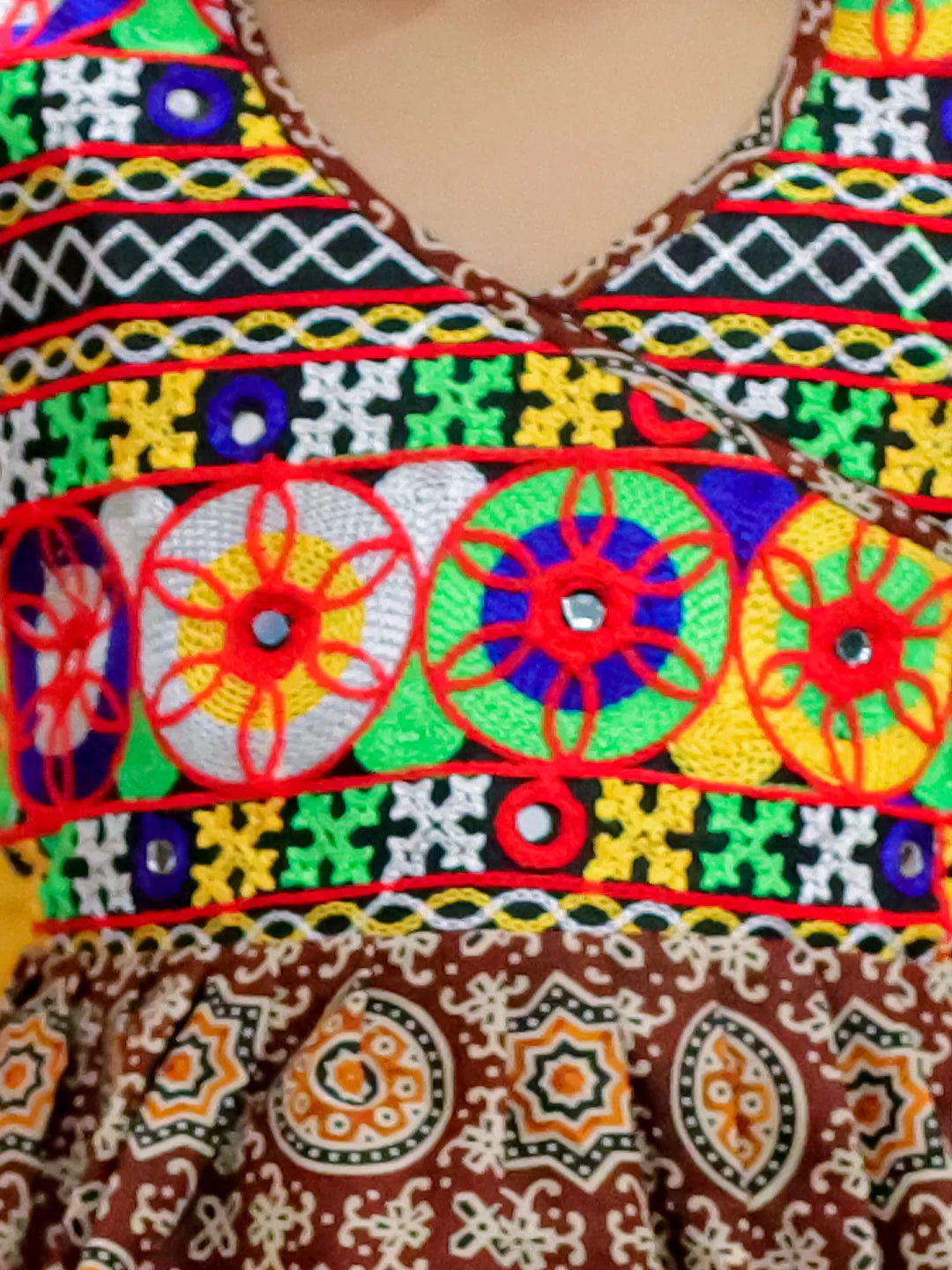BownBee  Embroidered Printed Cotton Top with Cotton Dhoti for Girls