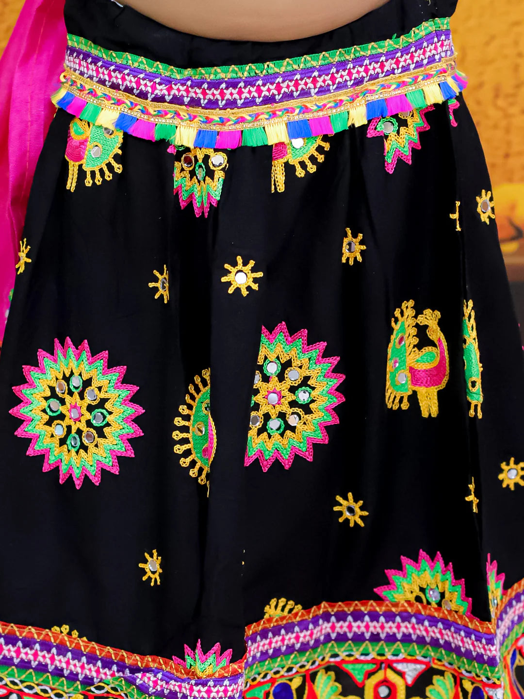 BownBee Embroidered Printed Cotton Chaniya Choli Dupatta  Set For Girls
