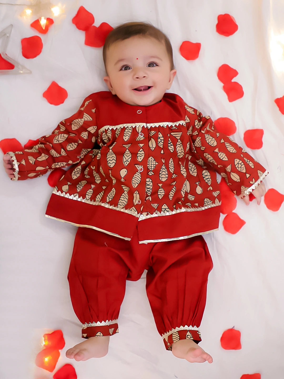 Bownbee Girls Cotton Ethnic Set For Infants