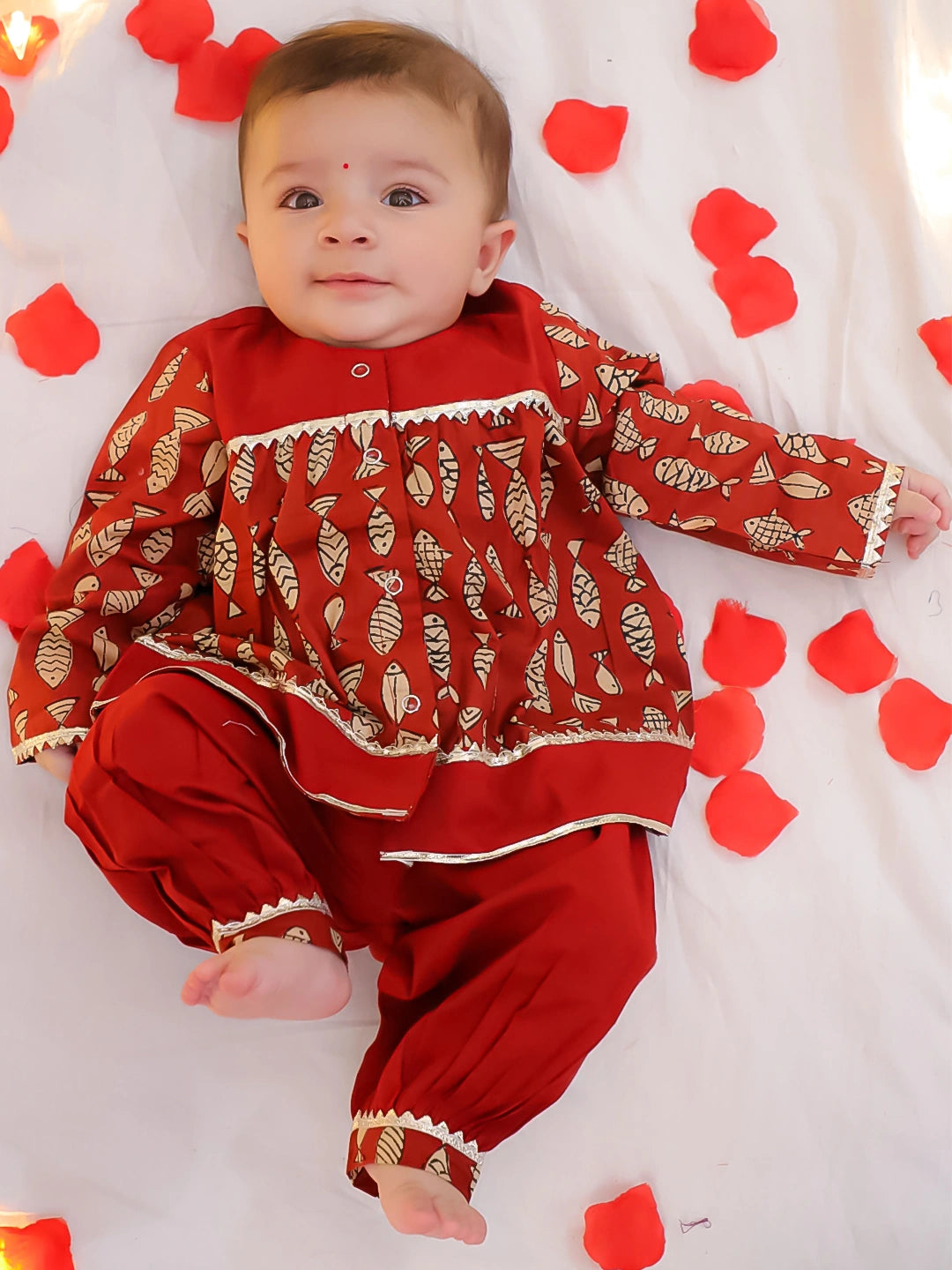 Bownbee Girls Cotton Ethnic Set For Infants