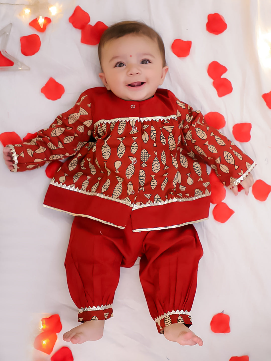 Bownbee Girls Cotton Ethnic Set For Infants  - Quirky - Blue