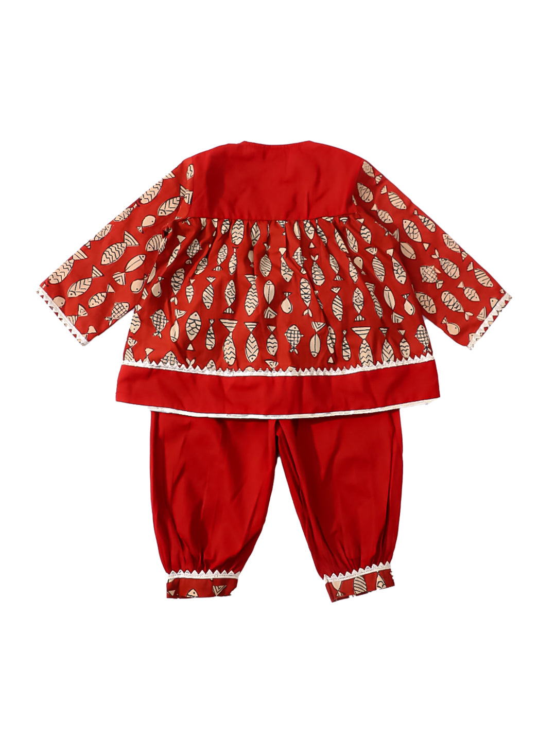 BownBee Festive Full Sleeves  Pure Cotton Suit Set For Infant Girls-Blue